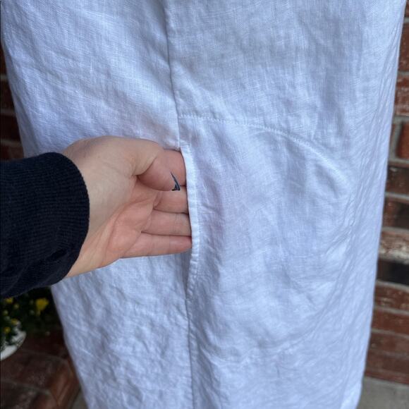 Pure Jill J. Jill Size M Elements White Seam 100% Linen MIDI Dress with Pockets - Picture 5 of 8